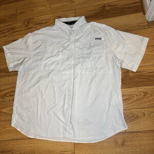 Columbia PFG Fishing Shirt Men's Size 4XL White Short Sleeve Omni-shade Realtree